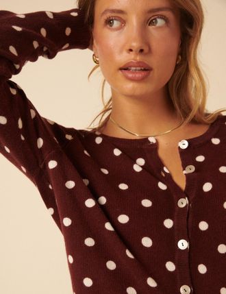 Nobody's Child Brown Polka Dot Cardigan
