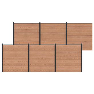 vidaXL Panel De Valla 6 Pcs Wpc Y Aluminio Marr&oacute;n Vidaxl