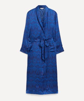 Liberty Womens Nouveau Ianthe Silk Satin Robe XS