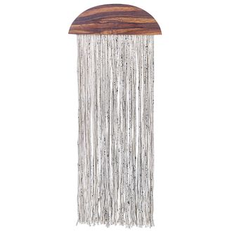 Beliani Decoraci&oacute;n De Pared De Madera De &Aacute;lamo Oscura Blanco Negro 37 X 92 Cm Zikiria
