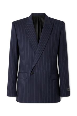 Balmain Double-Breasted Pinstriped Wool-Blend Blazer
