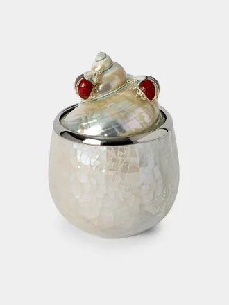 Objet Luxe Ladybirds Bees Mother-of-Pearl and Silver-Plated Jam Pot
