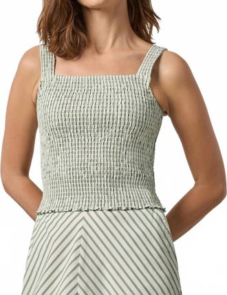 Lilla P Striped Smocked Tank Top In Pool Stripe