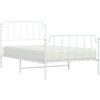 vidaXL Vidaxl - Estructura Cama Sin Colch&oacute;n Con Estribo Metal Blanco 107x203 Cm
