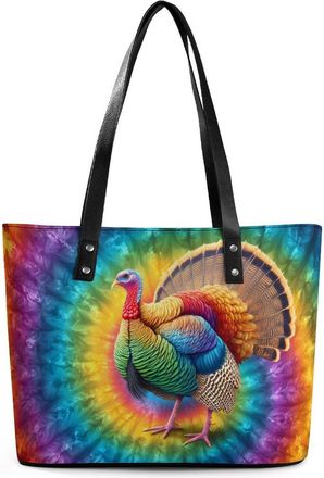 Generic Tie Dye Turkey Tote Bags for Women Cute Shoulder Purses Handbags
