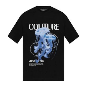Versace Jeans Couture T-Shirts, male, Black, Size: 2XL Printed Cotton-Jersey T-Shirt