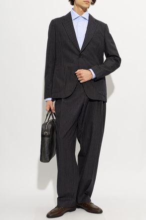 Paul Smith Wool Blazer With Pinstripe Pattern, Mens, Grey