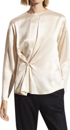 Vince Satin Knotted Ivory Top Size XS