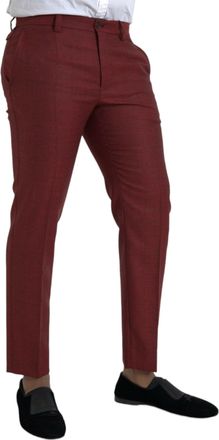 Dolce & Gabbana Maroon Wool Men Skinny Dress Pants Virgin