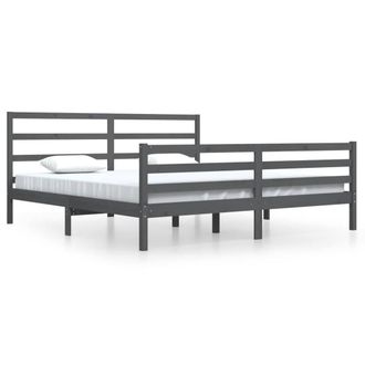 Berkfield Home Bed Frame Grey Solid Wood Pine 200x200 cm