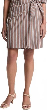 Vince Striped Cotton-Blend Wrap Dress In Brown