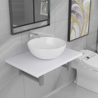vidaXL Conjunto De Muebles De Ba&ntilde;o 2 Piezas Cer&aacute;mica Blanco Vidaxl