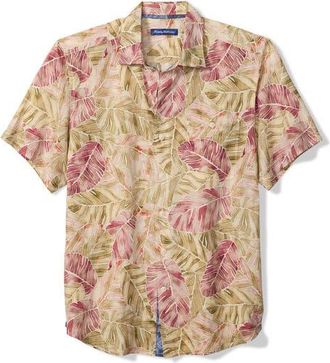 Tommy Bahama Sand Linen Villa Nueva Vines Short Sleeve Linen Blend Button-Up Shirt in Golden Honey at Nordstrom, Size Xx-Large