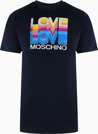 Love Moschino Mens Love Moschino Navy Blue T-Shirt Large Love Colourful Logo - Black - Size: 42