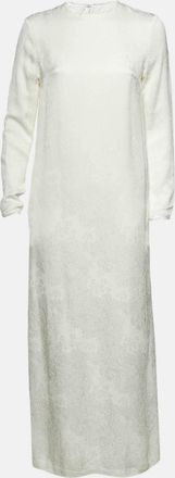 Toteme White Floral Damask Jacquard Raw Hem Maxi Dress