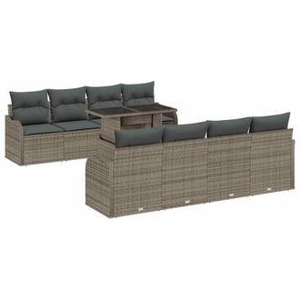 vidaXL Vidaxl - Garden Sofa Set Manual 10 pcs Grey 100 x 55 x 73 cm Poly rattan