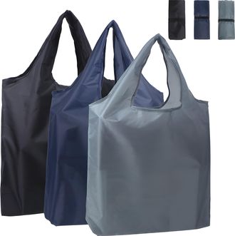 Generic 3pcs Storage Folding Shopping,washable lightweight bag Bag, shopping bags,Suitable for daily outdoor ladies men shopping bags foldable Black, navy, gr