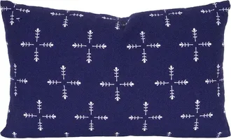 Foreside Home And Garden Lana Embroidered Outdoor Navy Mini Accent Pillow 14 x 22 in Blue at Nordstrom, Size Medium
