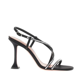 Amina Muaddi Satin Sally sandals with crystals Woman 36