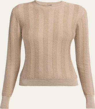 Giorgio Armani Chevron Cashmere Knit Crewneck Sweater