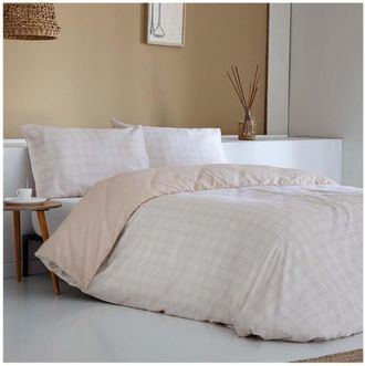 COTTON ARTEAN Funda n&oacute;rdica Sat&eacute;n Algod&oacute;n 200 Hilos Beige 260x240 Cama 180