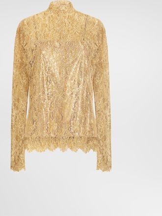 Dolce & Gabbana Lam&eacute; Lace Top - Woman Gold 36
