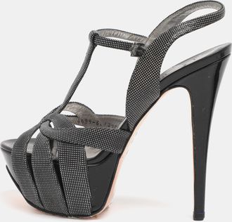 Gina Metallic Textured Leather Ankle Strap Platform Sandals