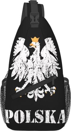 Generic Polish Flag Poland Polska Eagle Chest Bag With Zipper Shoulder Bag Breathable Chest Backpack For Shopping Casual Cycling