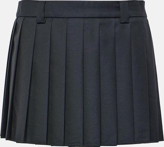 Miu Miu Pleated virgin wool miniskirt