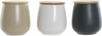 DKD Home Decor Barattolo DKD Home Decor Bianco Beige Grigio scuro 10 x 10 x 13 cm (3 Unit&agrave;)