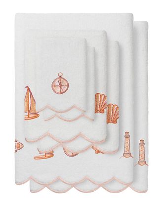Linum Home Textiles 100% Turkish Cotton Sea Joy Scallop 6Pc Embellished Towel Set