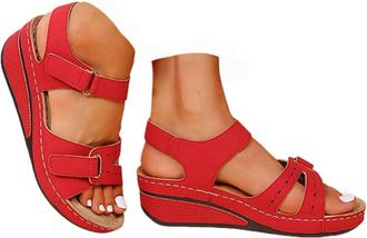 Generic Wide Fit Sandals for Women,Orthopedic Shoes for Women,Sandals With Arch Support Womens,Wide Fit Open Toe Ladies Wedge Sandal Outdoor Anti-Slip Platfor