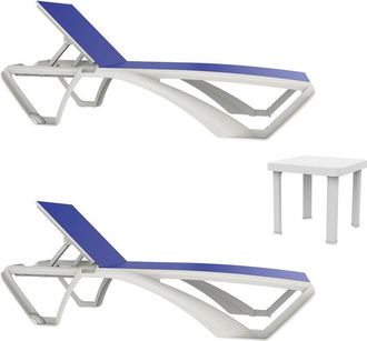 Resol Marina-andorra Set 2+1 Tumbona-mesa Auxiliar Exterior Estructura Blanca - Textilene Azul - Resol