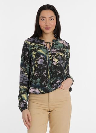Ragwear Langarmshirt RAGWEAR ONELIA PRINT, Damen, Gr. XL, schwarz, Jersey, Obermaterial: 50% Baumwolle, 50% Modal, bedruckt, gemustert, normal, Rundhals, Shir