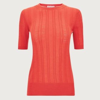 Ferragamo Short-Sleeved Gancini Motif Knit Top, Size X-Small