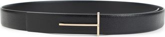 Tom Ford Black Logo Golden Buckle Belt