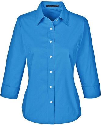 Devon & Jones Womens Perfect Fit Three-Quarter Sleeve Stretch Poplin Dress Shirt