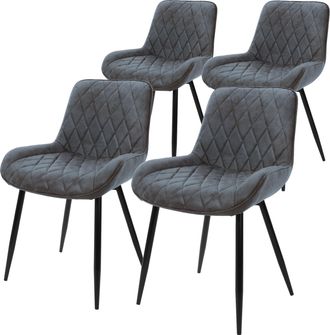 ML Design Ml-design - Set 4x Sillas De Comedor Antracita Moderno 81 Cm Asiento Tapizado De Imitaci&oacute;n Cuero Transpirable Y Suave Con Patas De Metal Sill&oacute;n Respal