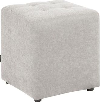 Beliani Reposapi&eacute;s Puf Sala De Estar Moderno Cubo Otomana Tela Gris Claro Kansas