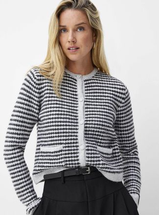 Kaffe Womens Two-tone textured Cardigan Sweater