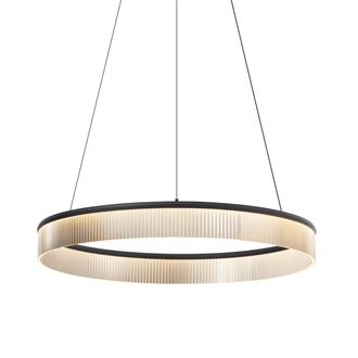 QAZQA Moderno L&aacute;mpara Colgante Moderna Negra 78cm Incl. Led Regulable En 3 Pasos - Anello Chandelier Acero /aluminio /pl&aacute;stico Redonda Incluye Led Max. 1 X 