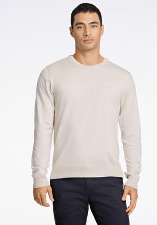 Lindbergh Strickpullover LINDBERGH, Herren, Gr. XXL, sanftes wei&szlig;, Strick, Obermaterial: 80% Viskose, 20% Polyamid, bestickt, unifarben, slim fit h&uuml;ftbedeckend,