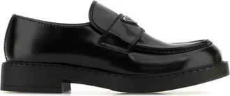 Prada Black Leather Chocolate Loafers