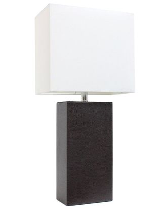 Lalia Home Modern Leather Table Lamp With White Fabric Shade