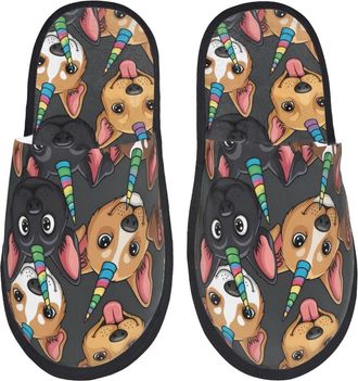 Generic Plush Mens Slipper Horse Sea Cute Dog Fluffy Slipper Non-Slip Womens Slippers for Travel Bedroom Family L