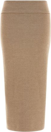 Jacquemus La Jupe Maille Doppio - Dames - Midirokken - Beige - XS - Wol - Rokken