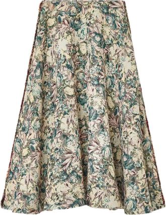 Ganni Maxi-rok met bloemenjacquard - Beige