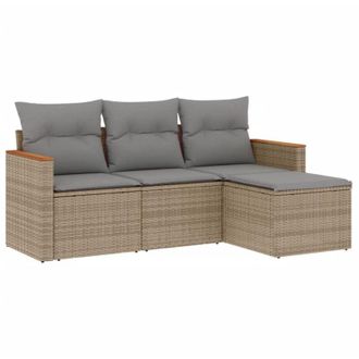 vidaXL Vidaxl - Set Divano da Giardino 4 pz con Cuscini Beige Misto Polyrattan