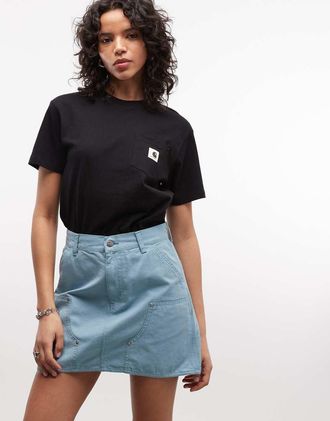 Carhartt Work in Progress Maeve - Minigonna blu doppiata sulle ginocchia