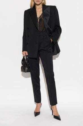 Balmain Wool Blazer With Double Vent, Womens, Black